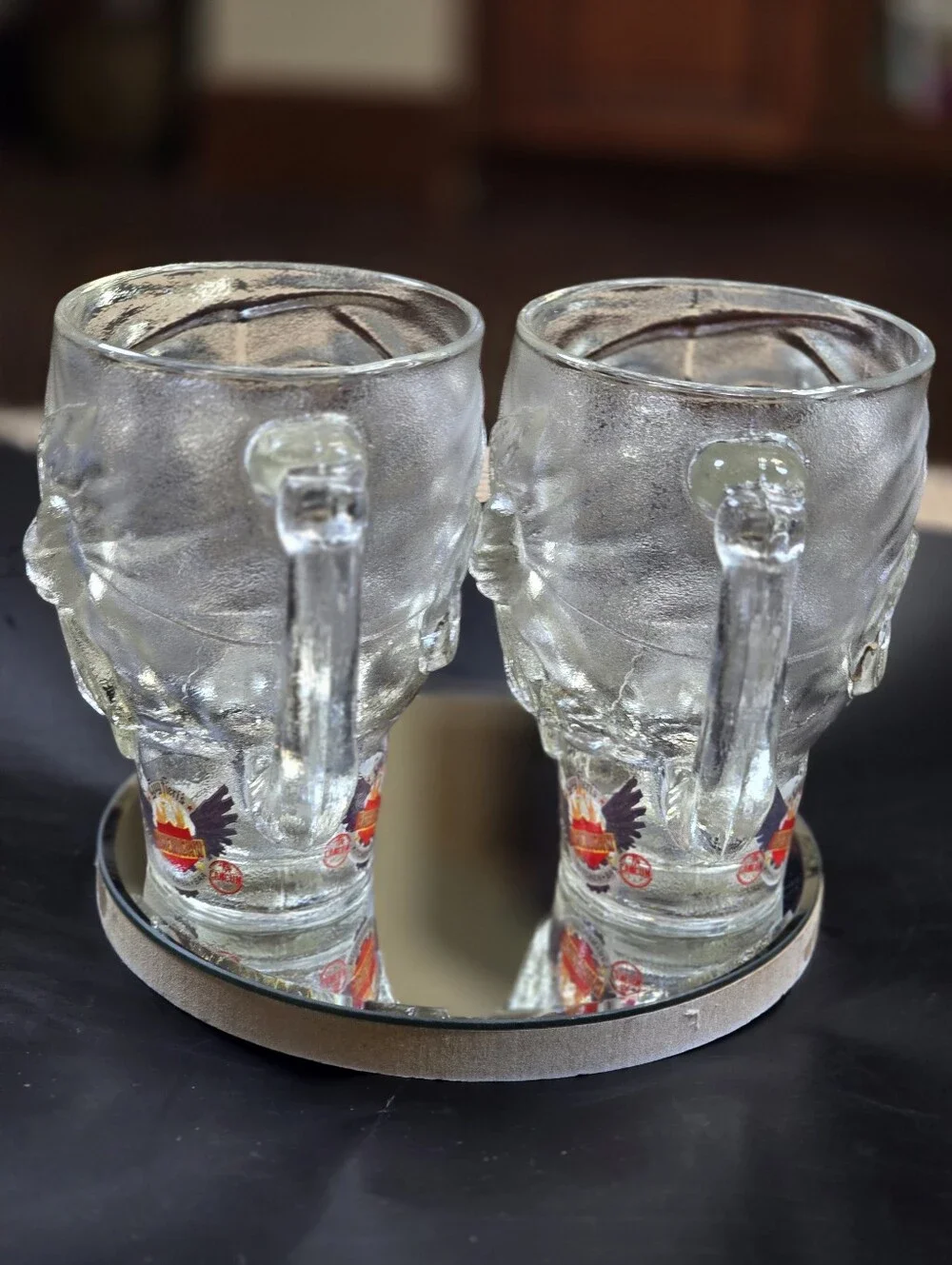 Guy Fieri American Kitchen Clear Glass Prirate Skull Beer Mugs Set Of 2